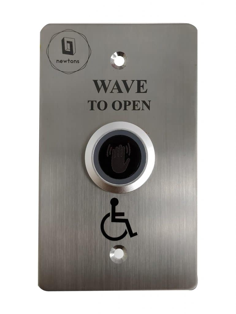 Wave to open hand sensor button for door automation